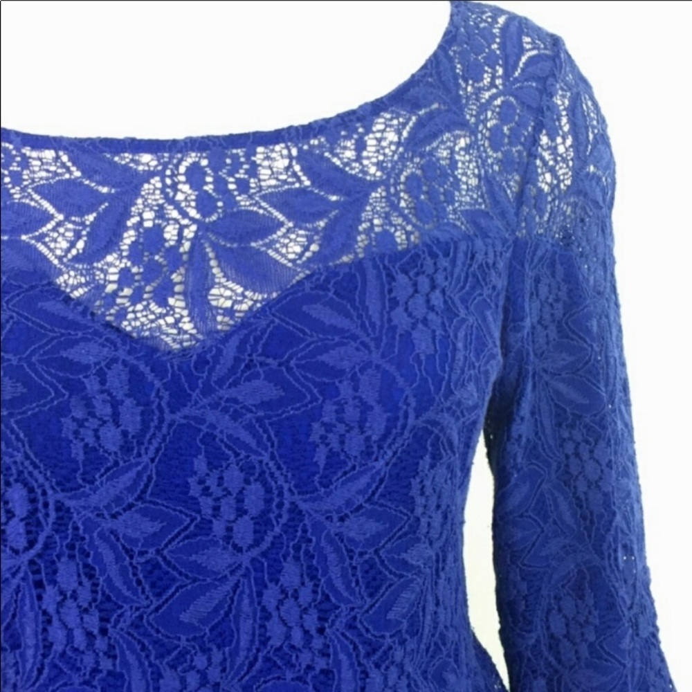 - Free People Floral Blue Lace Boho Dress Size S - Picture 5 of 5